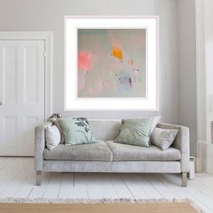 Large Print of beige, pink and yellow abstract painting, giclée print, expressionist painting Desert Dreamer 3 image 3