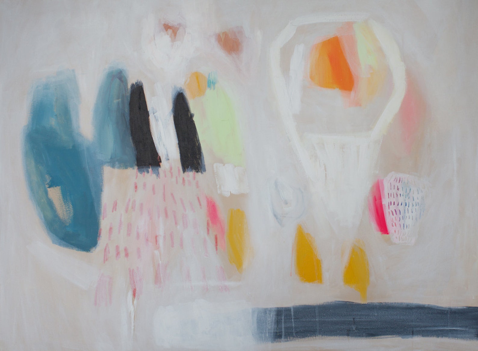 GICLEE PRINT White Blue Green Yellow Pink Modern Art Etsy