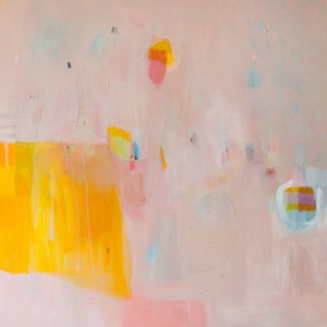 ABSTRACT GICLÉE PRINT of original painting, large print, pink, yellow, orange, Eminently Pink 2 image 2