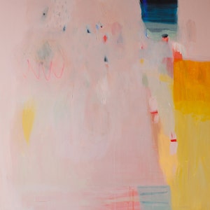 LARGE print of PAINTING, giclée print, abstract print, pink, yellow, Eminently Pink' image 2