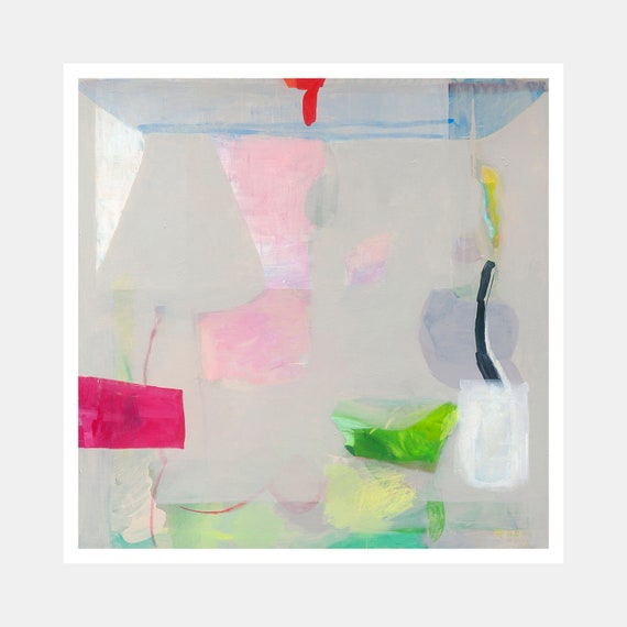 LARGE print of PAINTING, giclée print, abstract print, light pink, hot pink, grey, blue,  'Tier 20'