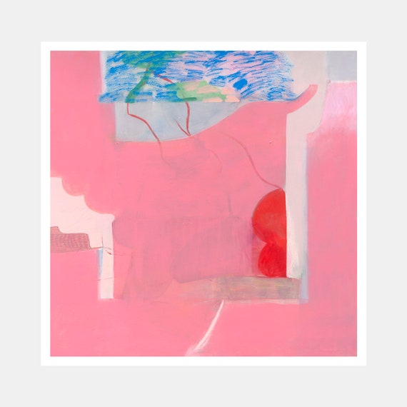 LARGE print of PAINTING, giclée print, abstract print, pink, blue, red  'Tier 3'