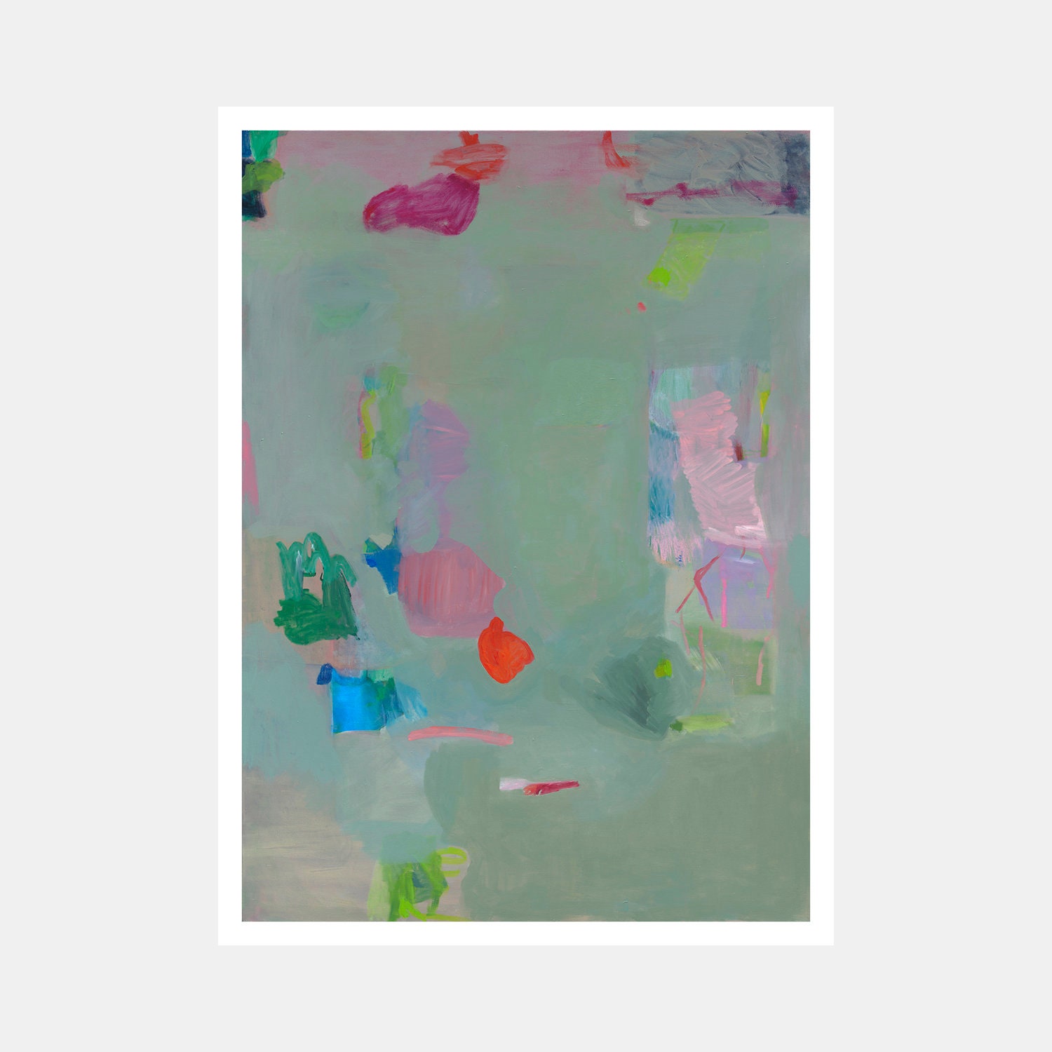 Large print, giclée print, abstract art, LOLA DONOGHUE, limited edition, pink, green, portrait,   'Tier 11'