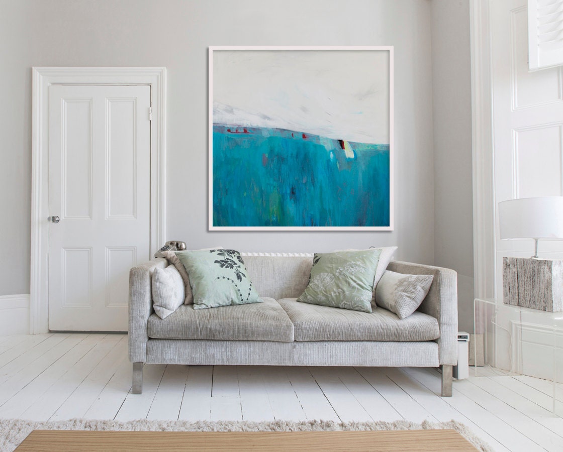 Large Gicléé PRINT of painting blue white abstract print Etsy