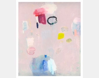 Abstract ART, giclée,print, LOLA DONOGHUE, limited edition, light pink, blue,  'Tier 18'