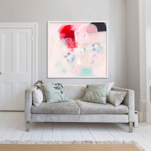 giclée print, ABSTRACT print of original painting, limited edition, pink, white, red , &#39;Heirloom #1&#39;