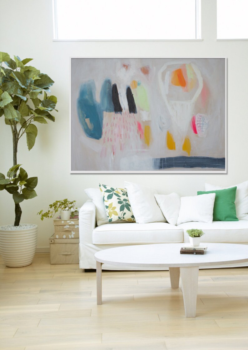 GICLEE PRINT White Blue Green Yellow Pink Modern Art Etsy