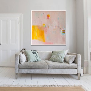 ABSTRACT GICLÉE PRINT of original painting, large print, pink, yellow, orange, "Eminently Pink 2"