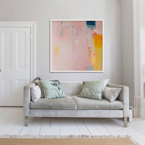 LARGE print of PAINTING, giclée print, abstract print, pink, yellow, "Eminently Pink'