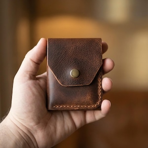 Fully Customizable Leather Cash Wallet, Handmade and Minimalist, Front Pocket, Flap Wallet, Anniversary Gift, Personalized Gift