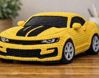 Crochet Sports Car Pattern PDF, Yellow Car Amigurumi, Realistic Vehicle Toy Pattern, Digital Download