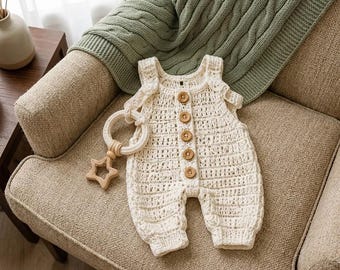 Crochet Baby Romper Pattern, Newborn Overall PDF, Boho Infant Outfit, Nursery Photo Prop Clothing