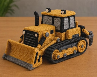 Patrón de crochet de excavadora en PDF, amigurumi de vehículo de construcción, tutorial de juguete de tractor, descarga digital