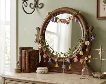 Patroon gehaakte bloemenslinger, lente bloemengors pdf, hangende raambloem decor, Cottagecore gehaakte slinger, boho muurhanger
