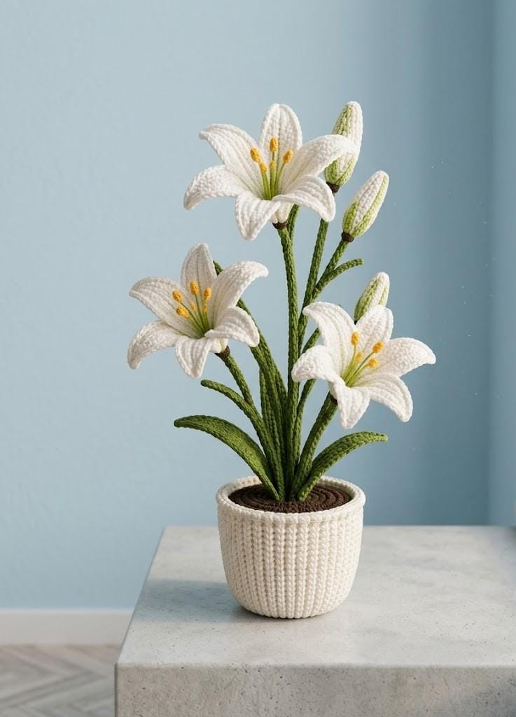 Realistic Potted Lily Crochet Pattern