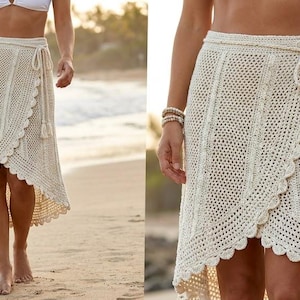 Crochet Skirt Pattern PDF, Boho Beach Cover Up, Mesh Summer Skirt, Swimsuit Sarong, Women Beachwear Tutorial