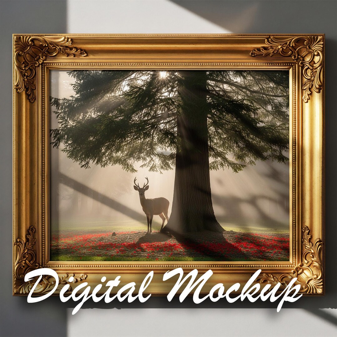4:5 Canvas Gold Frame Digital Mockup - Etsy