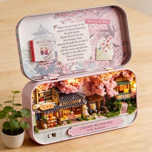 Miniatuur poppenhuis DIY Craft Kit, 3D houten Tiny House Craft Set, handgemaakte mini-huisspeelgoed met warme led-verlichting, handgemaakte cadeau-optie, geschenken
