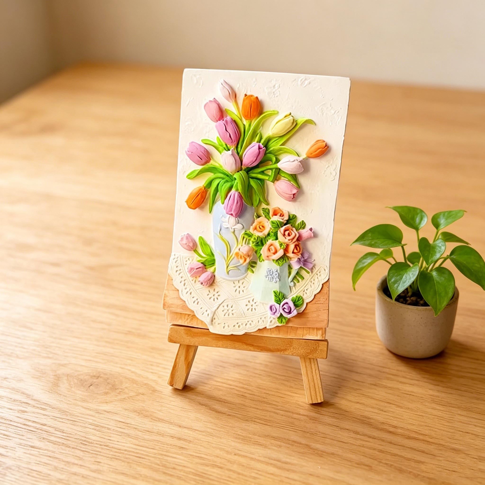 DIY 3D Relief Plaster Flower Coloring Kit, Handcrafted Floral Sculpture ...
