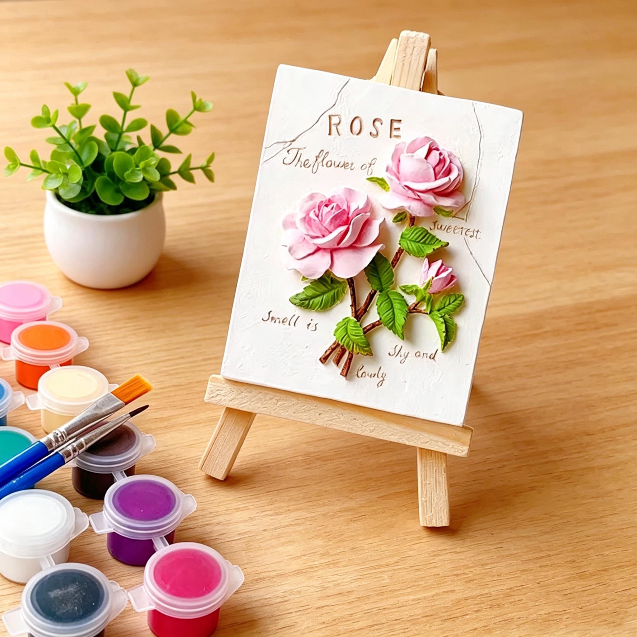 DIY 3D Relief Plaster Flower Coloring Kit, Handcrafted Floral Sculpture ...