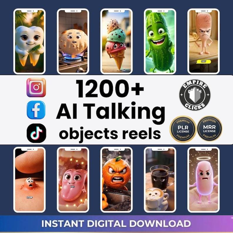 1200+ AI Talking Objects Reels Bundle | Viral Faceless Content Pack ...