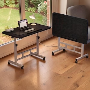 Adjustable Folding Desk with Wheels, Portable Home Office Study Table