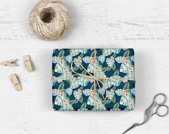 Papel de regalo tropical, 3 opciones de color, ideal para cumpleaños y regalos cotidianos, rollo de 3 hojas, profundo