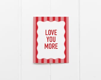 Tarjeta de felicitación inspiradora "Ama más", interior en blanco