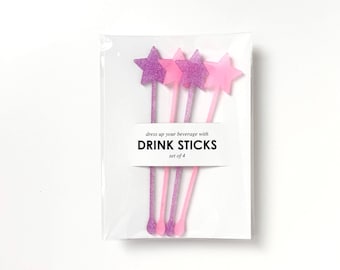 Agitadores de bebidas con forma de estrella, palillos de cóctel acrílicos reutilizables, decoraciones para fiestas, brillan en la oscuridad, 3 opciones