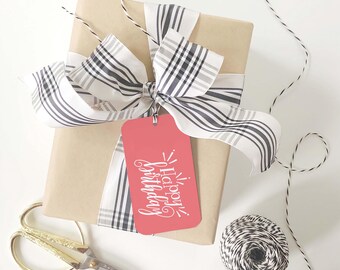 Etiquetas de regalo de cumpleaños - Rosa, juego de 6, Feliz cumpleaños, preencordadas para regalar, para enviar y recibir