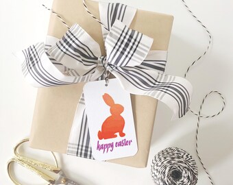 Etiquetas de regalo de Pascua, juego de 6, etiquetas de conejito, etiquetas preencordadas, regalos para maestros