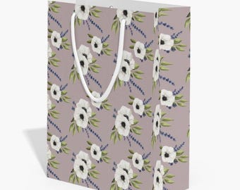 Bolsa de regalo con ilustración floral, diseño de acuarela pintado a mano