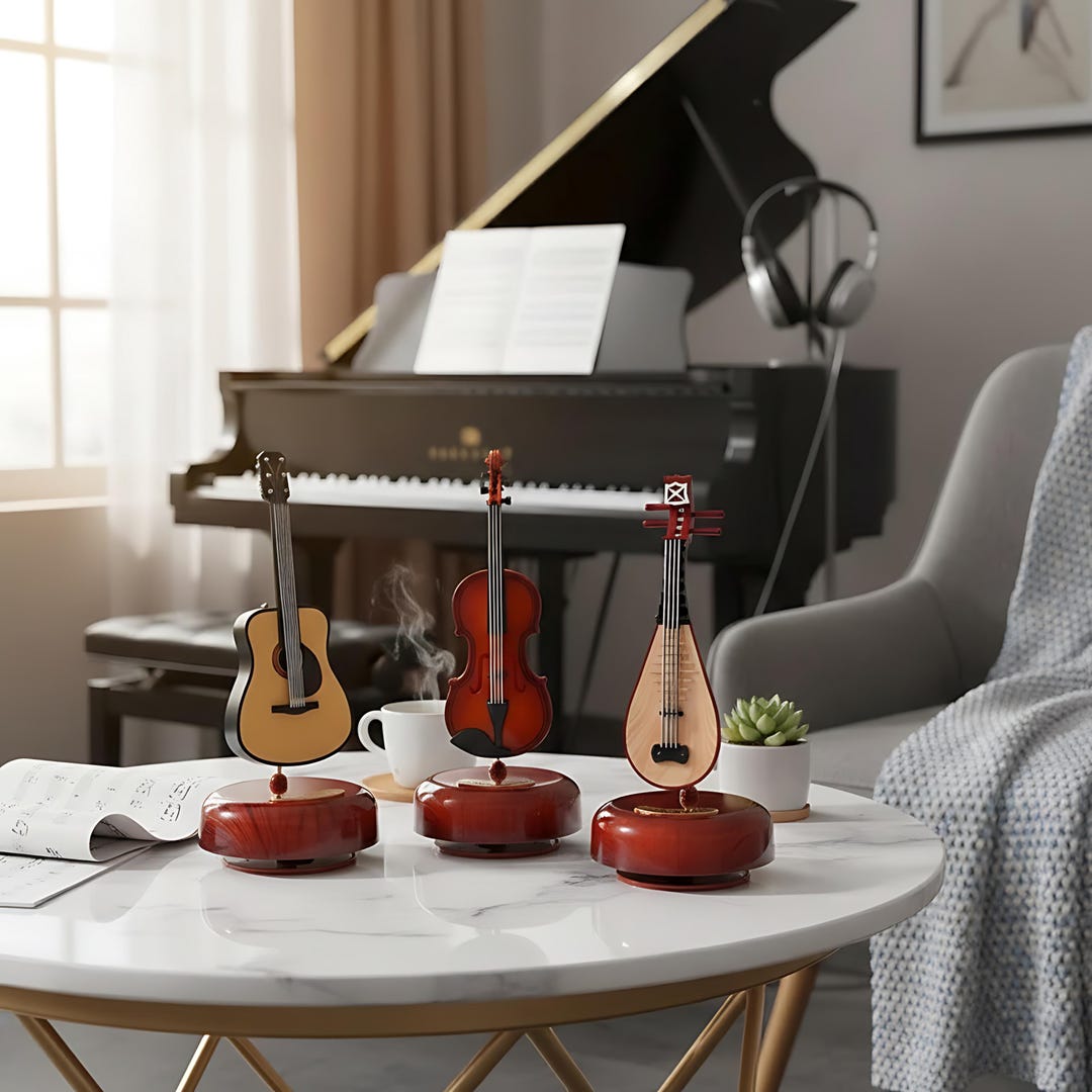 Rotating Musical Instrument Music Box | Mini Music Decor Gift - Etsy