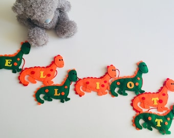 Personalized Dinosaur Felt Bunting: Kids Room Decor