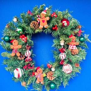 Christmas Wreath,Festive Wreath, Felt Gingerbread