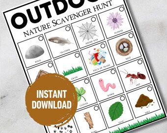 Nature Scavenger Hunt for Kids Printable | Outdoor Activity for Toddlers & Preschool | Screen Free Nature Game | Digital Download