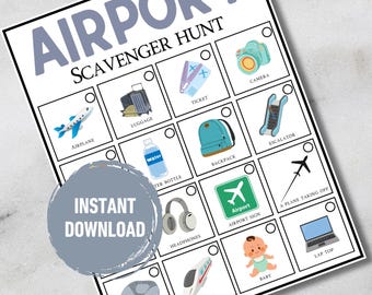 Airport Scavenger Hunt Printable | Kids Travel Activity | Screen Free Airport Game | Toddler & Preschool Travel PDF