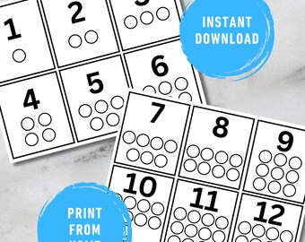 Printable Counting Mats 1–12 | Preschool Number Recognition | Counting to 12 Activity | Toddler Math Printable | PDF