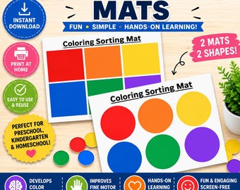 Color Sorting Mat Printable for Toddlers, Preschool Rainbow Matching Activity, Montessori Learning Game, Busy Binder | Toddler PDF