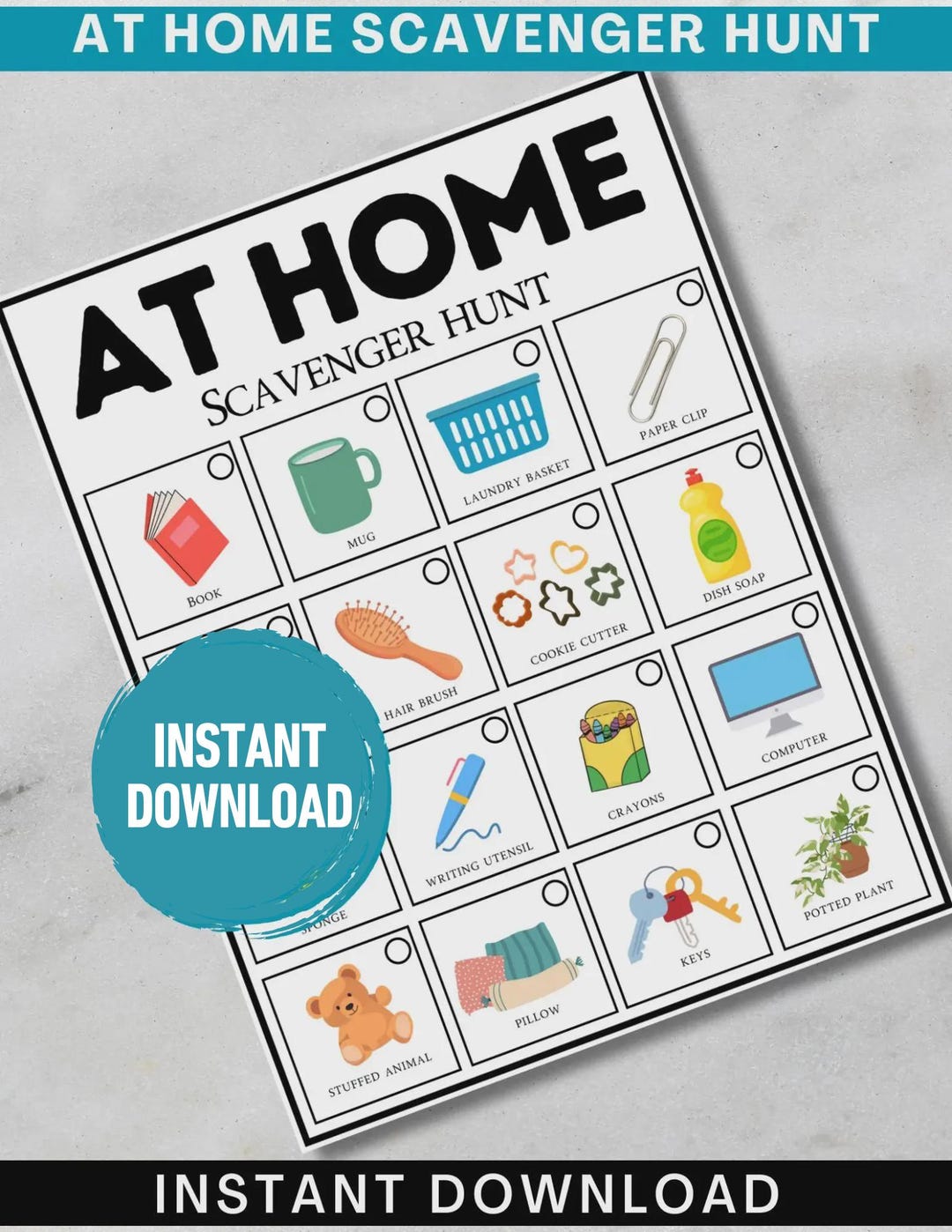 Indoor Scavenger Hunt for Kids Printable – Rainy Day Activity, Screen ...