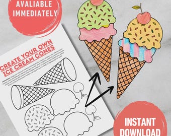 Printable Ice Cream Cone Craft: Kids Cut & Paste Activity (PDF)