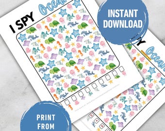 I Spy Ocean Printable Game for Kids | Ocean Scavenger Hunt | Under the Sea Activity Sheet | Preschool Learning Game