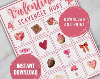 Valentine’s Scavenger Hunt Printable for Kids | Valentine’s Day Activity | Classroom & Party Game | Valentine Hunt Game | Instant Download