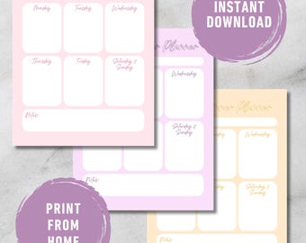 Weekly Dinner Planner Printable | Meal Planning Template | Kitchen Menu Organizer | Family Meal Planner | Digital Download