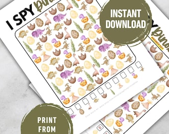 I Spy Dinosaur Game Printable for Kids | Dinosaur Party Activity | Preschool Learning Game | Toddler Scavenger Hunt | Instant Download