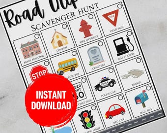 Road Trip Scavenger Hunt for Kids Printable – Travel Game, Car Ride Activity, Screen Free Fun,  Toddler & Preschool PDF