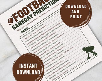 Super Bowl Prediction Game | Football Party Printable (Instant Download)