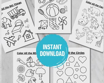 Toddler Coloring Pages | Shapes & Colors Matching Printable | Preschool Worksheets Ages 2–4 | Fine Motor Learning | PDF download