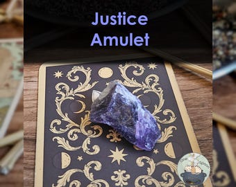 Ritually Bound Justice & Truth Amulet - Magnet for Clarity, Faith, Protection, Victory, Defence (Raw Lapis Crystal Vessel)