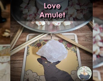 Ritually Bound Love Amulet - Magnet for Beauty, Empowerment, Attraction, Confidence, Radiance (Raw Rose Quartz Crystal Vessel)